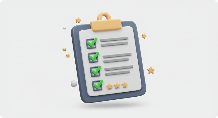 다자녀 혜택 신청 우선순위 체크리스트를 나타내는 3D 아이콘