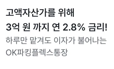 '하루만 맡겨도 이자가 불어나는 OK파킹플렉스 통장' 문구