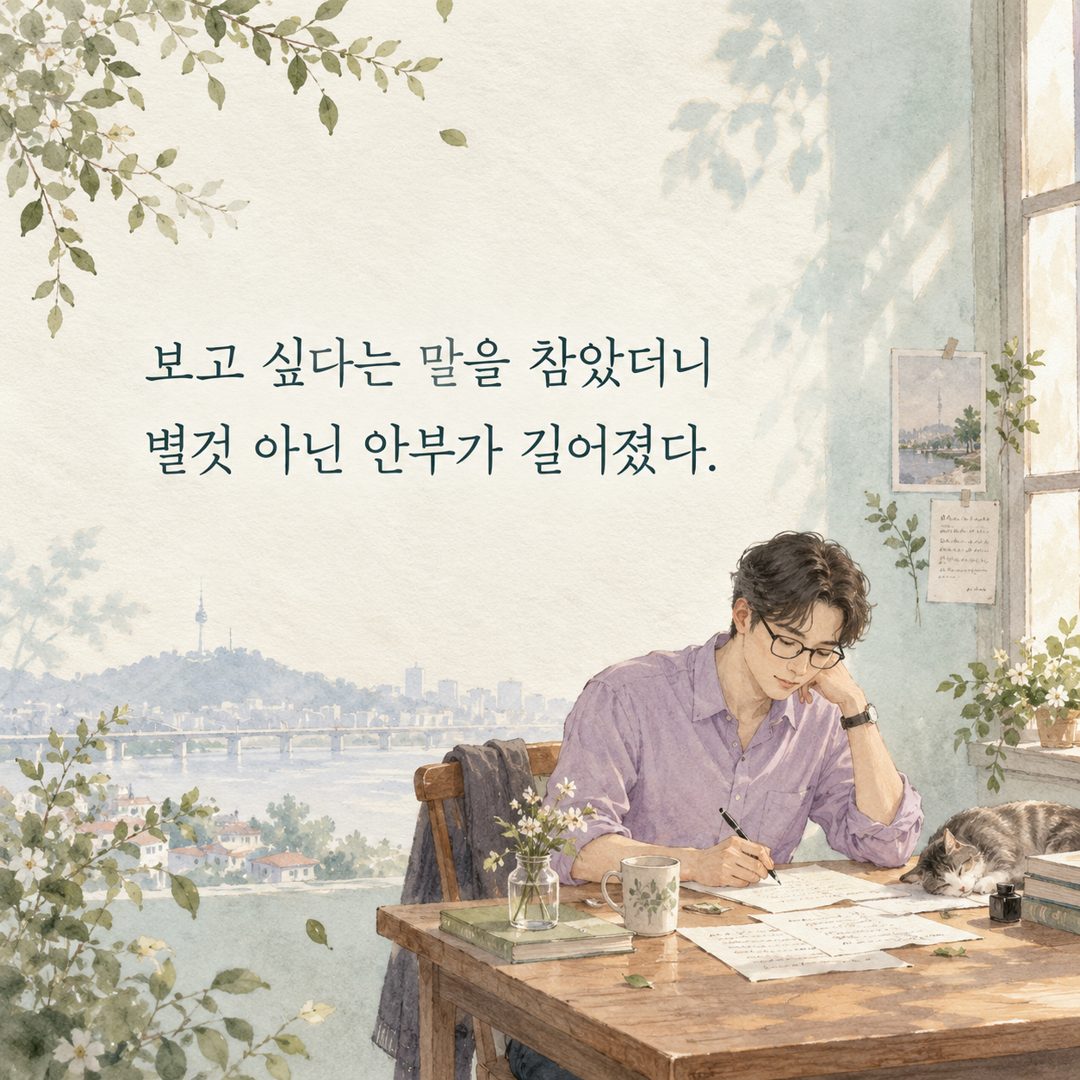 보고 싶다는 말을 참았더니 별것 아닌 안부가 길어졌다.