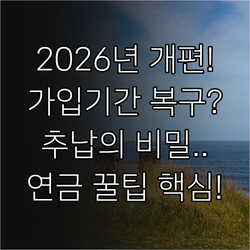 2026년 국민연금 개편 대비 추후납..