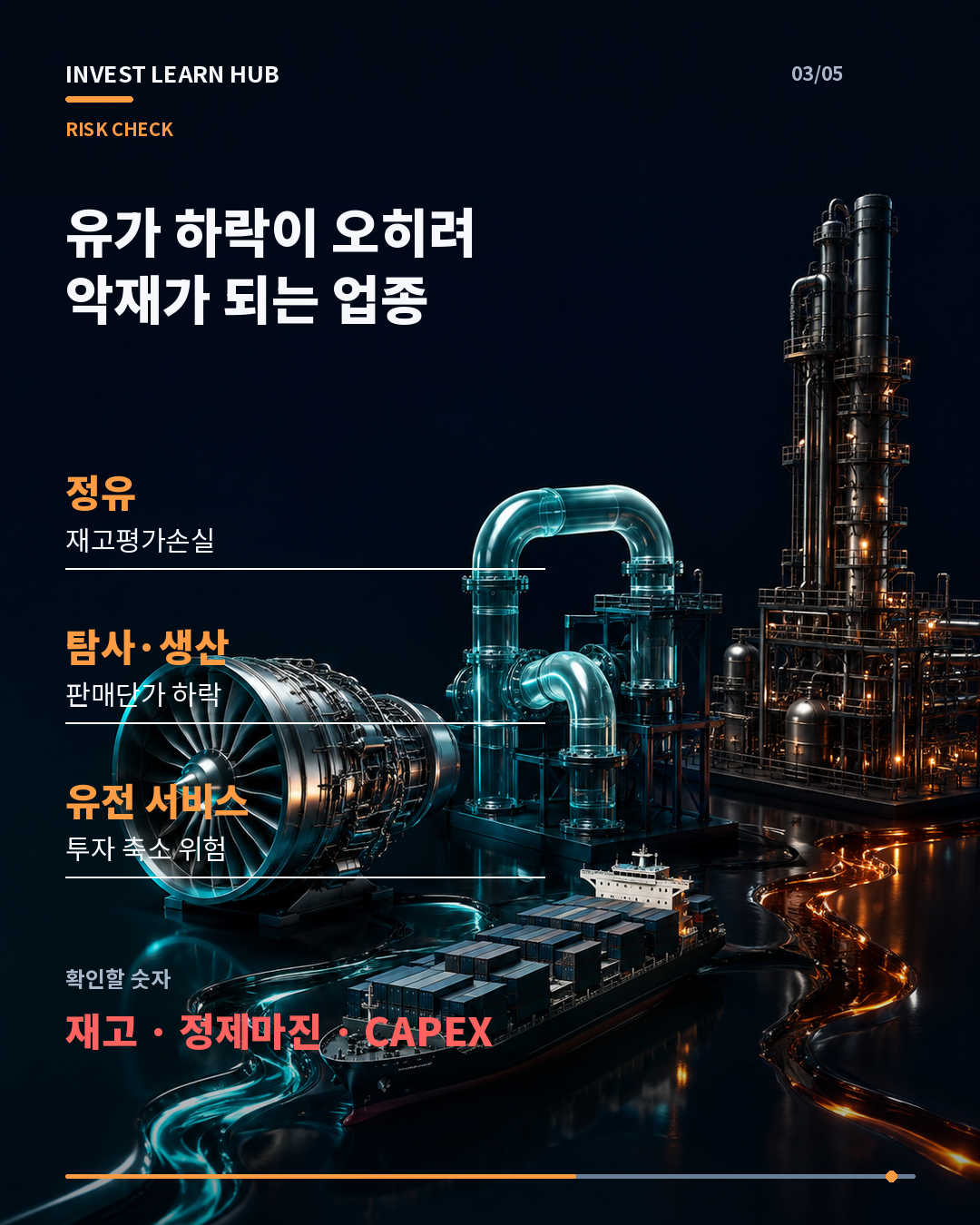 유가 하락 시 정유 탐사생산 산유국의 위험과 정제마진 헤지 예외
