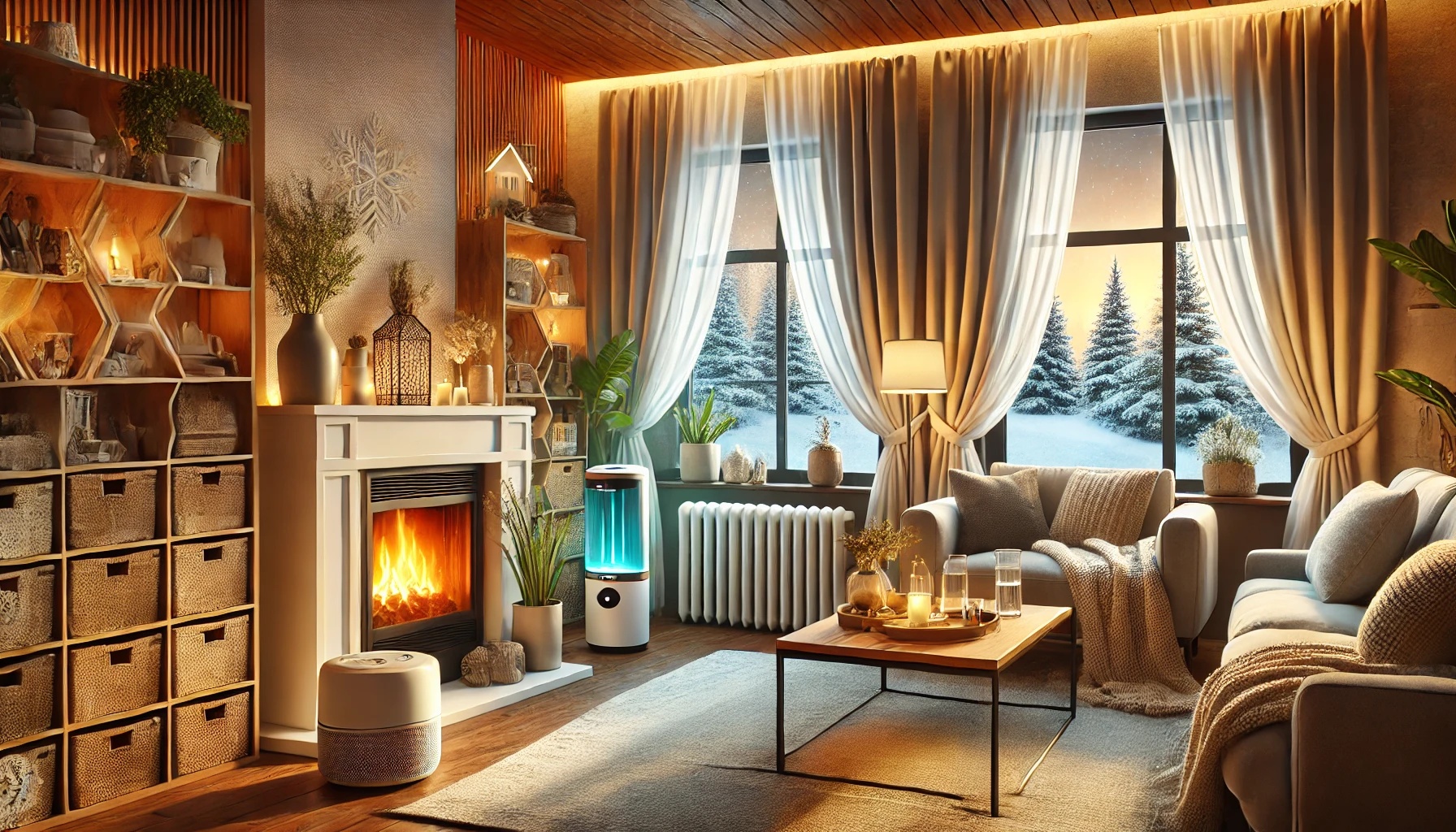 겨울철 따뜻한 실내 분위기를 표현한 장면