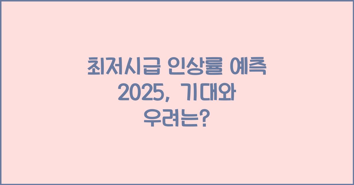 최저시급 인상률 예측 2025