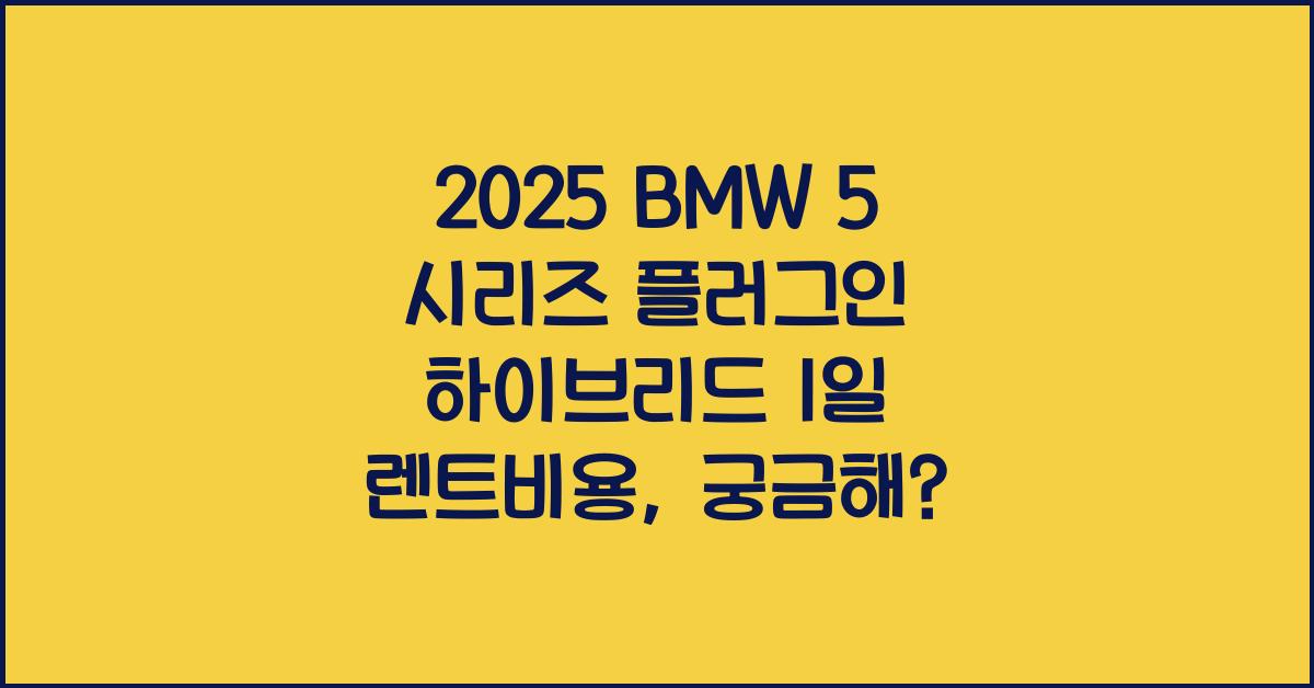 2025 BMW 5 시리즈 플러그인 하이브리드 1일 렌트비용