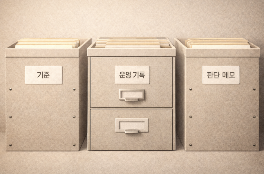 기준과 기록이 정리되어 축적되는 정보 저장소형 블로그 구조 이미지