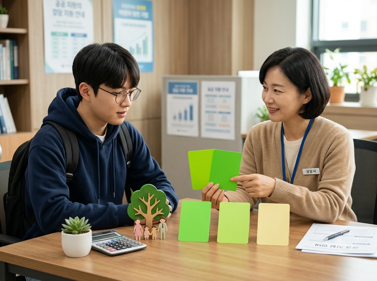 소득분위와 다자녀 지원 기준을 비교하는 장면