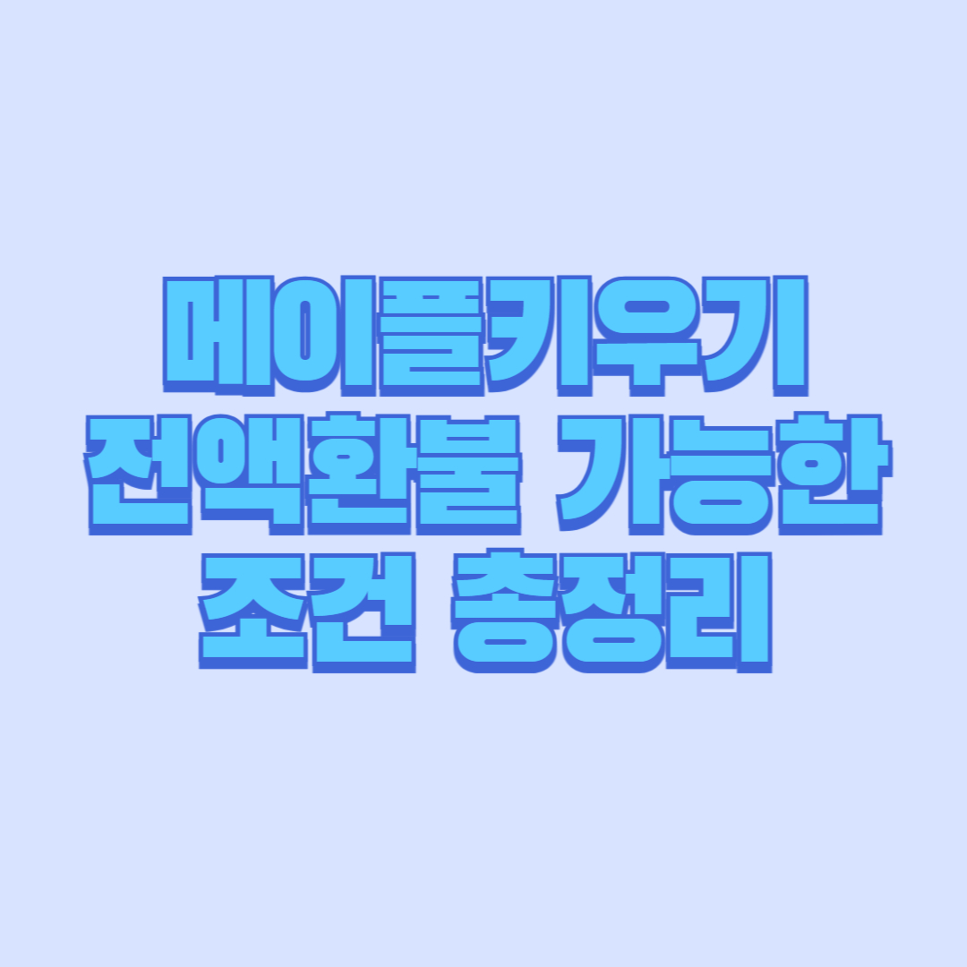 메이플키우기 전액환불 가능한 조건 총정리