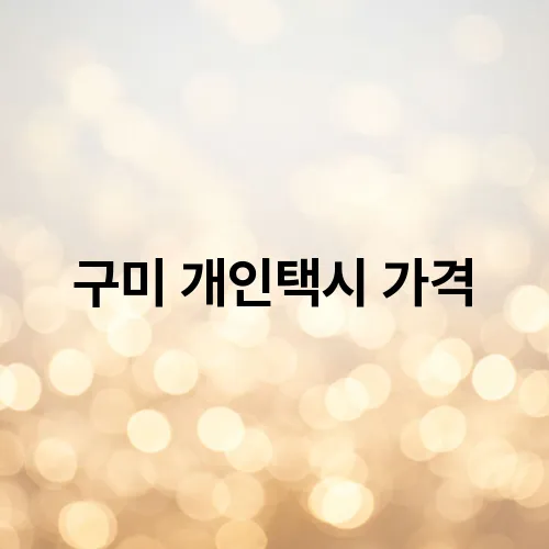 구미 개인택시 가격