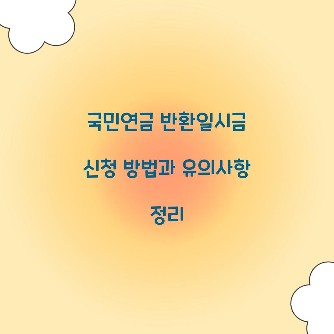 국민연금 반환일시금 신청