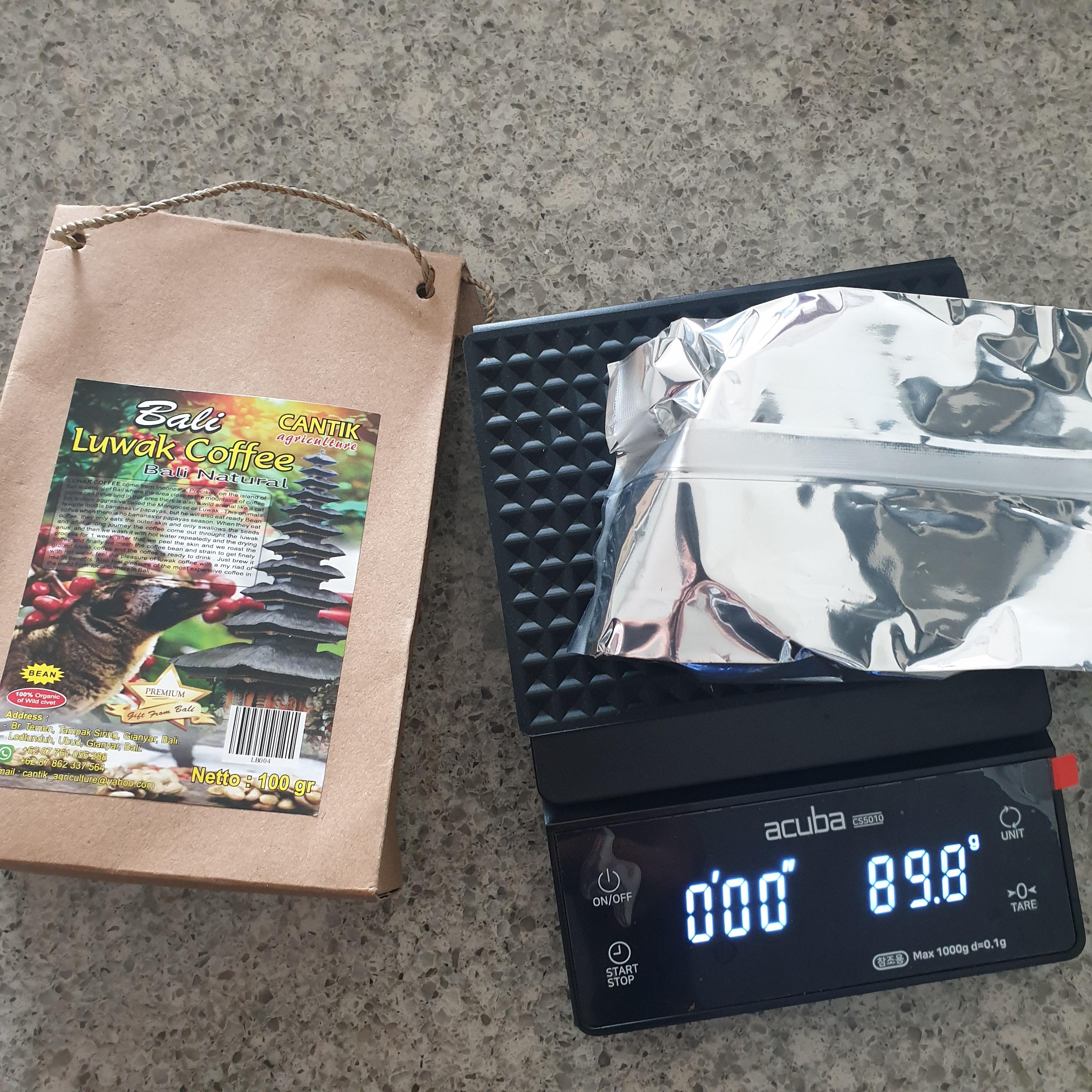 발리 루왁 커피 농장: Cantik Agriculture Luwak Coffee (캔틱 루왁 커피)_루왁 커피 실제 무게