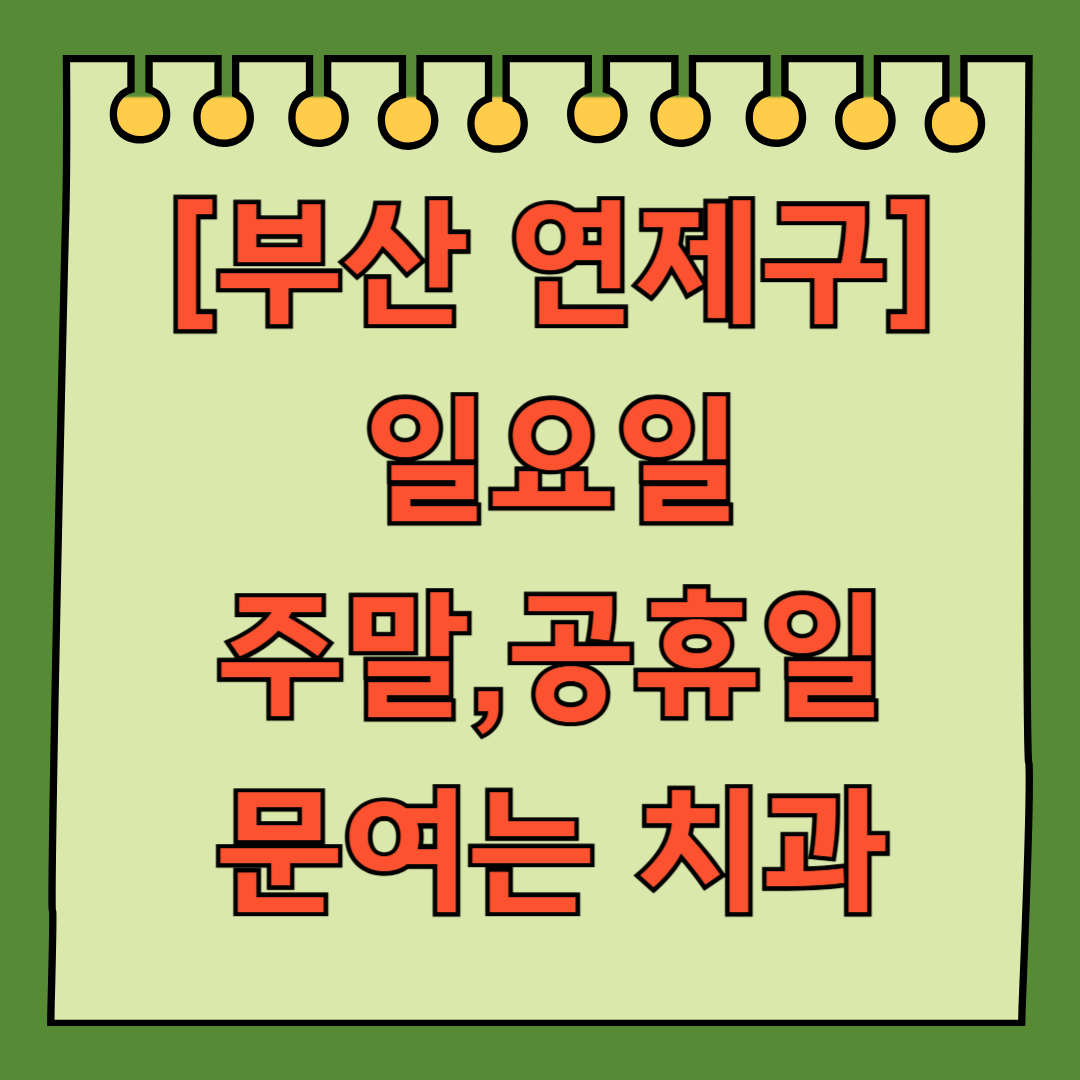 부산 연제구 일요일 문 여는 치과 목록 ❘ 공휴일 주말 야간진료 어린이치과