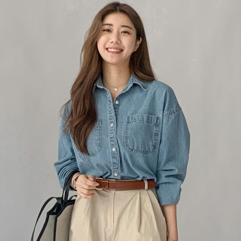 여자청남방 블라우스 봄 남방 여성데님셔츠