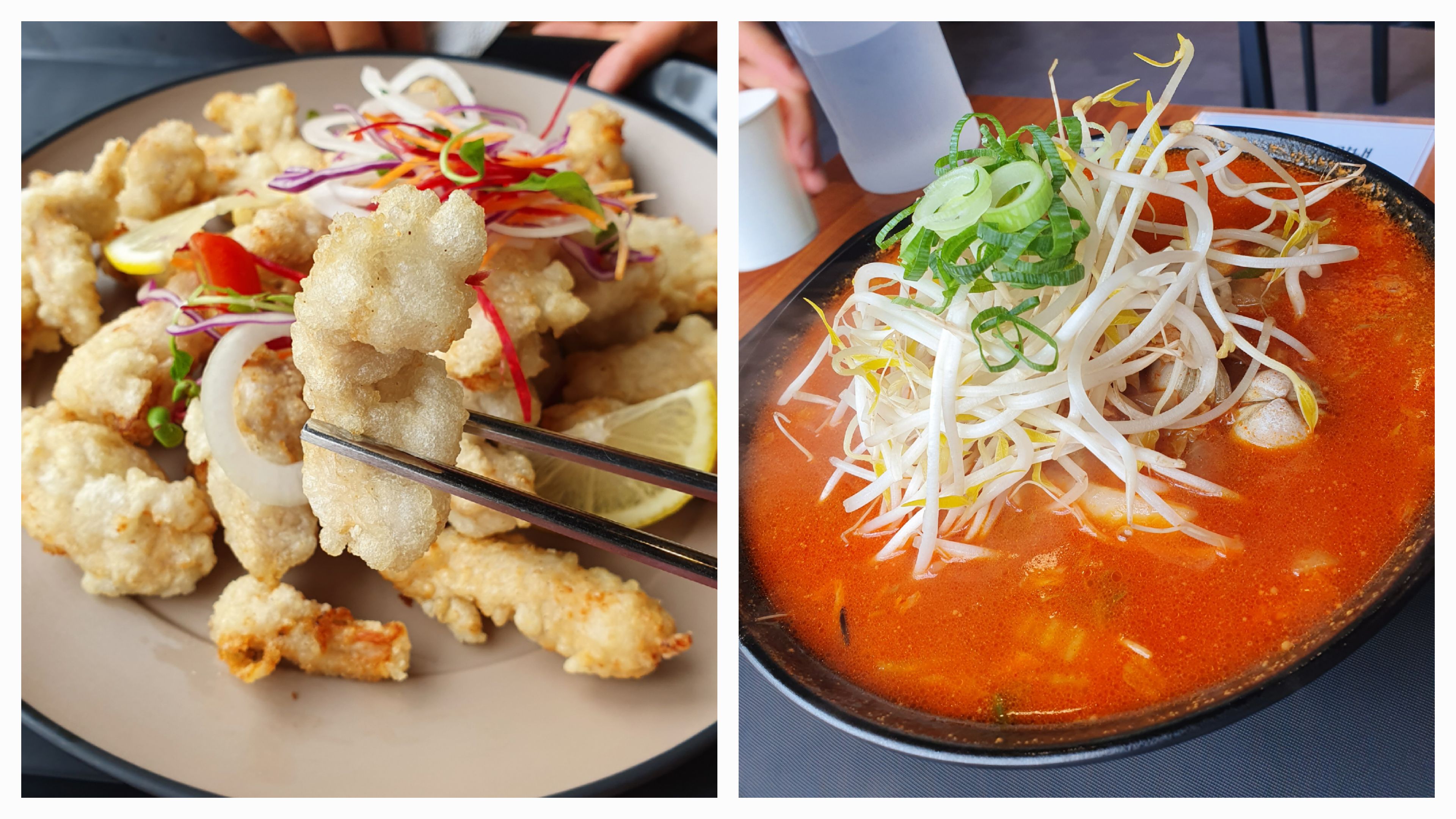 좌) 탕수육, 우) 찐짬뽕 곱배기