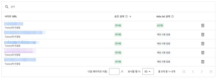 애드센스 승인 현황