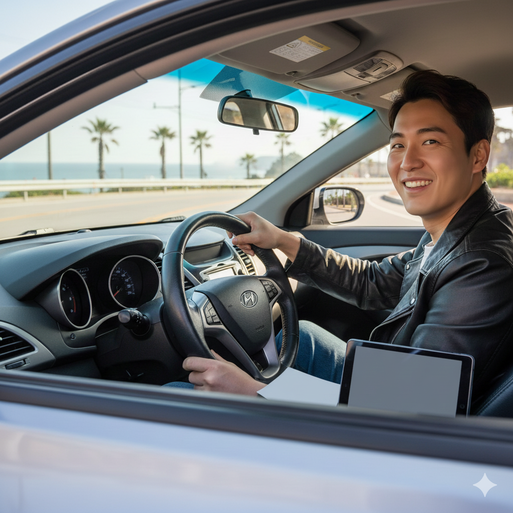 중고차 경매로 구매한 사람의 모습