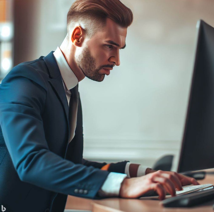 집중해서 일하는 직원(made by Bing)