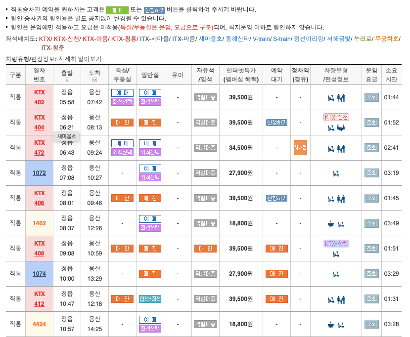 정읍역_열차시간표