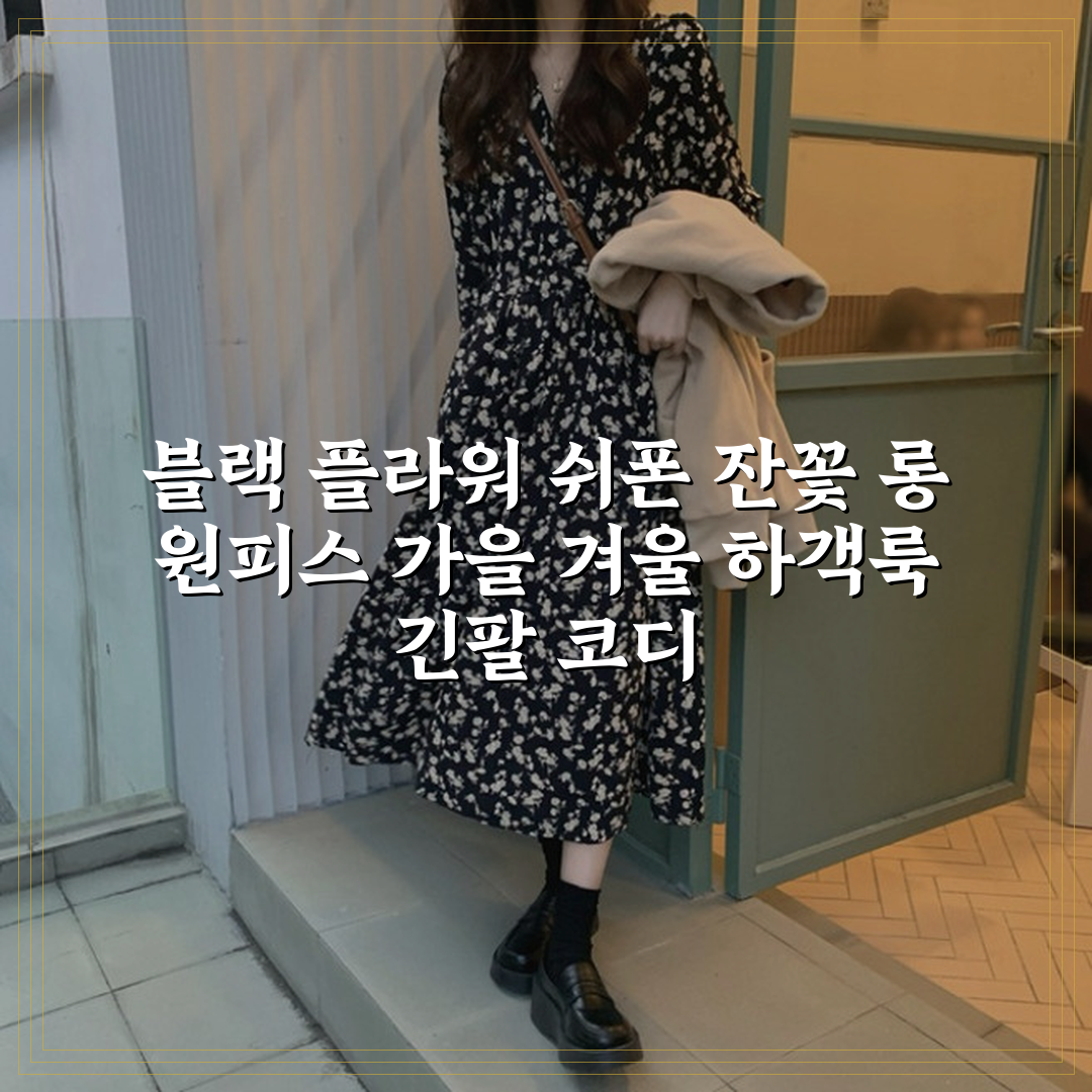 여성 여자 블랙 플라워 쉬폰 잔꽃 롱 원피스 하객룩 긴팔 가을 겨울 롱스커트할인· 11:03:3 상세 보기