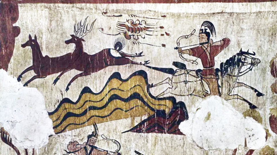 고구려 고분 벽화 무용총 <수렵도>