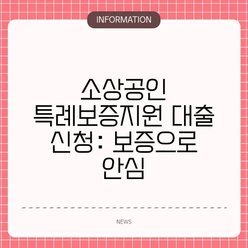 소상공인 특례보증지원 대출 신청: 보증으로 안심
