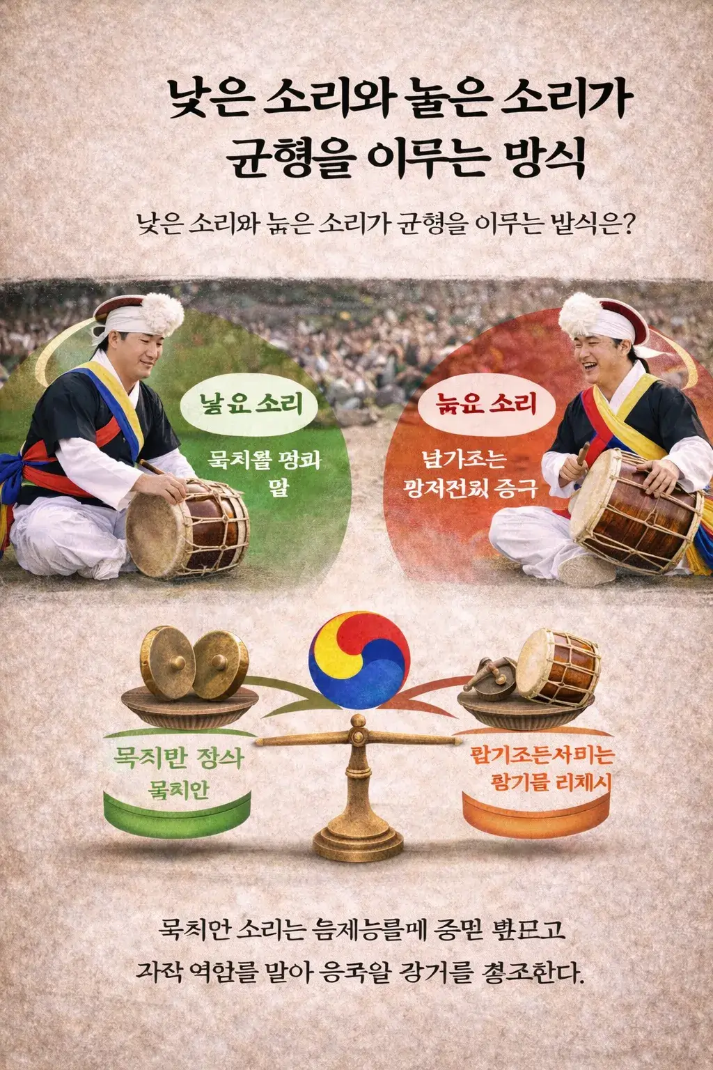 낮은 소리와 높은 소리가 균형을 이루는 방식