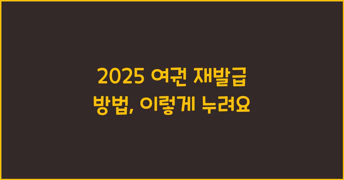 2025 여권 재발급 방법