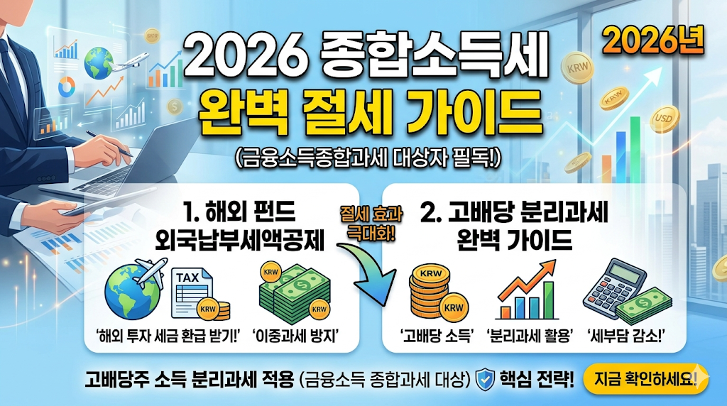 2026년 종합소득세 절세 전략: 해외 펀드 외국납부세액공제 및 고배당 분리과세 완벽 가이드(금융소득종합과세)
