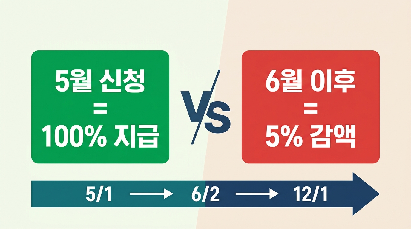 근로장려금 정기신청 기한후신청 5% 감액 비교