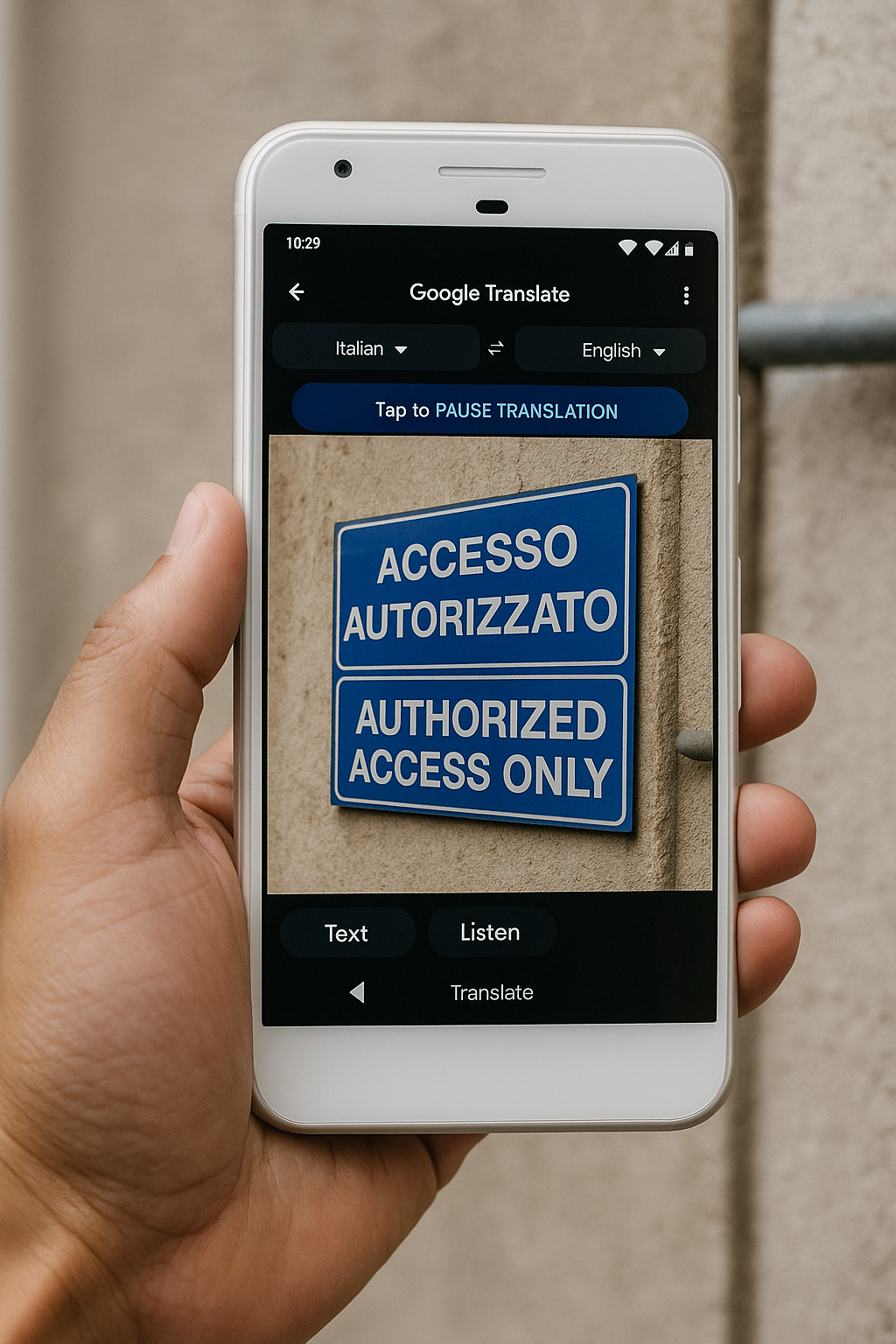 구글 렌즈 실시간 간판 번역 장면