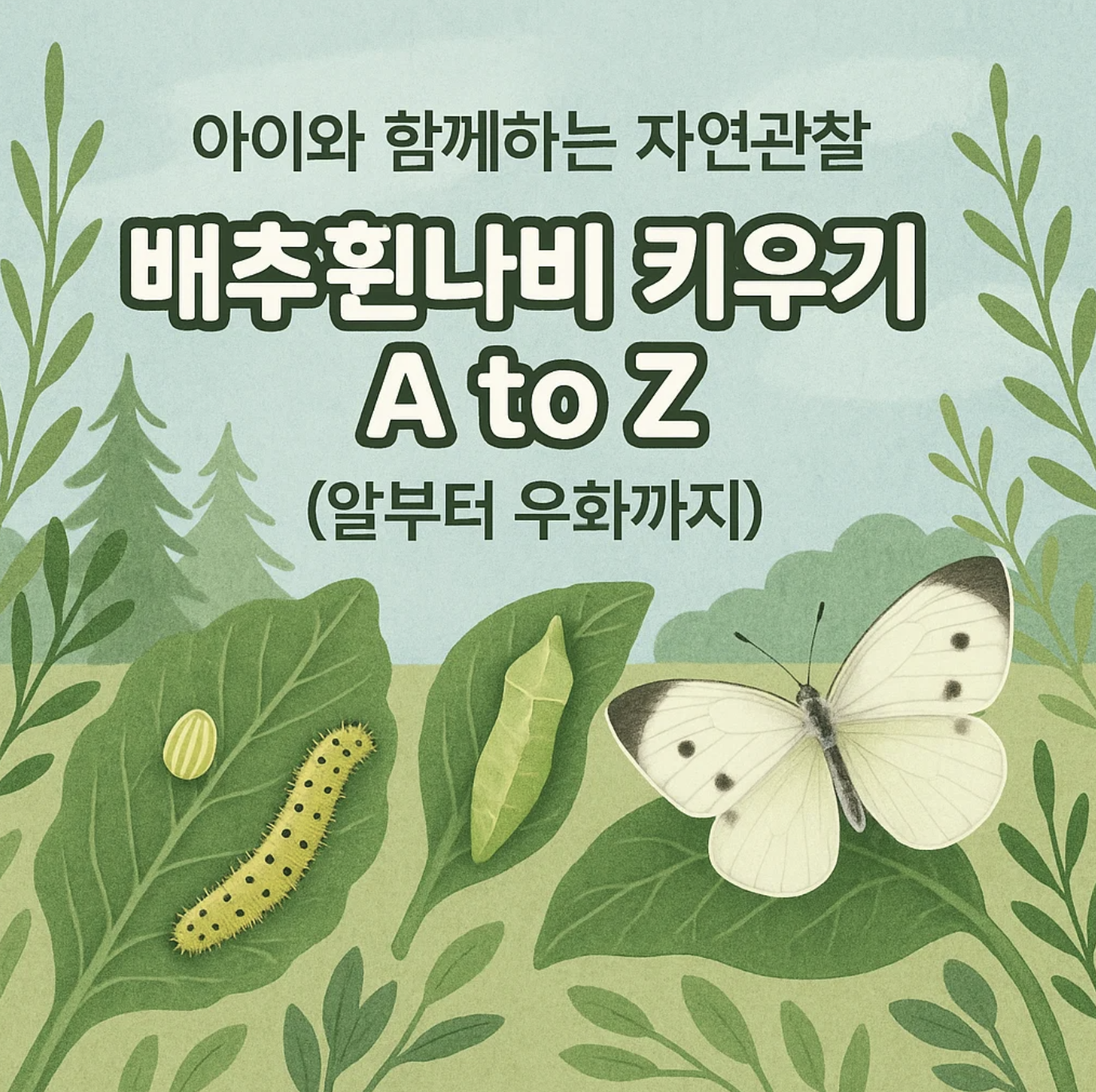 아이와 함께하는 자연관찰, 배추흰나비 키우기 A to Z (알부터 우화까지)