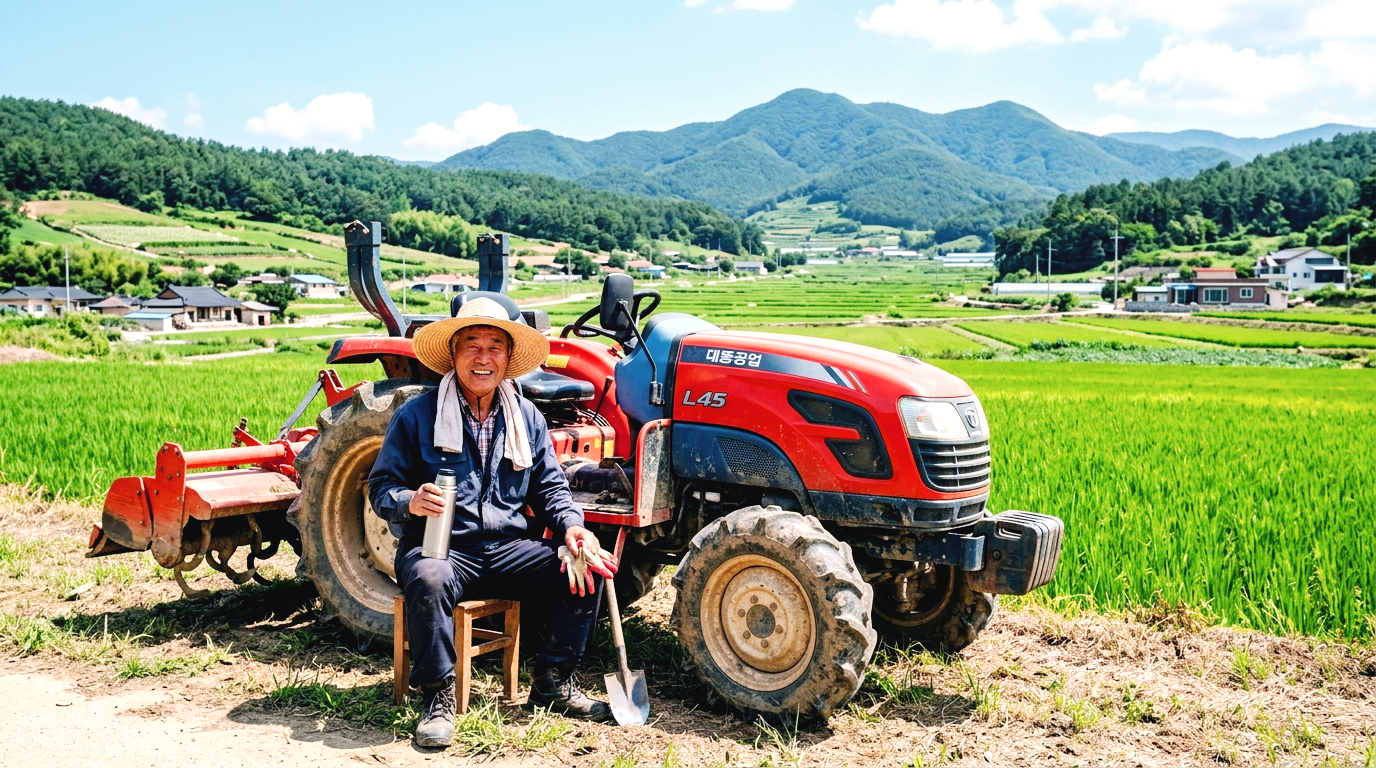 전라남도의 희망찬 농촌 풍경과 농민