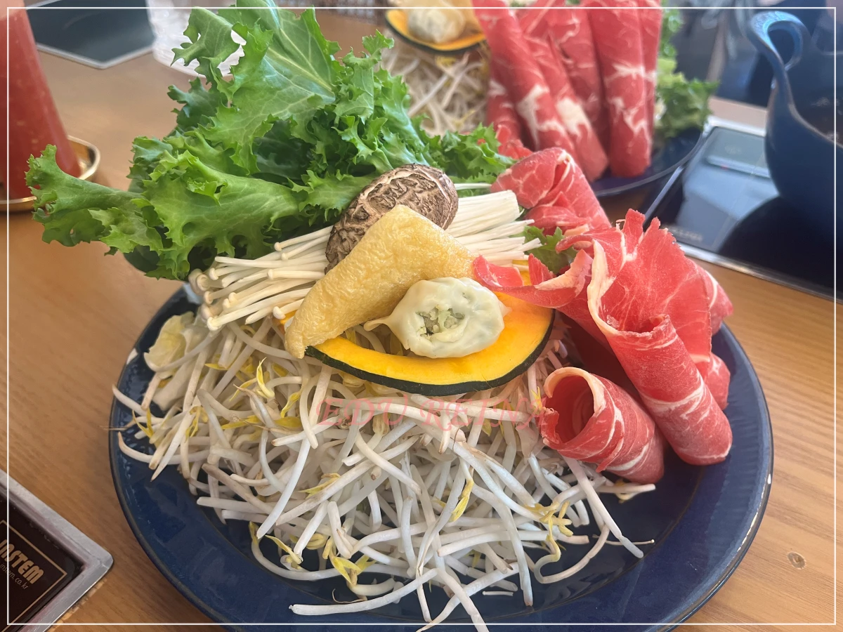 샤브샤브소반-재료-야채-고기