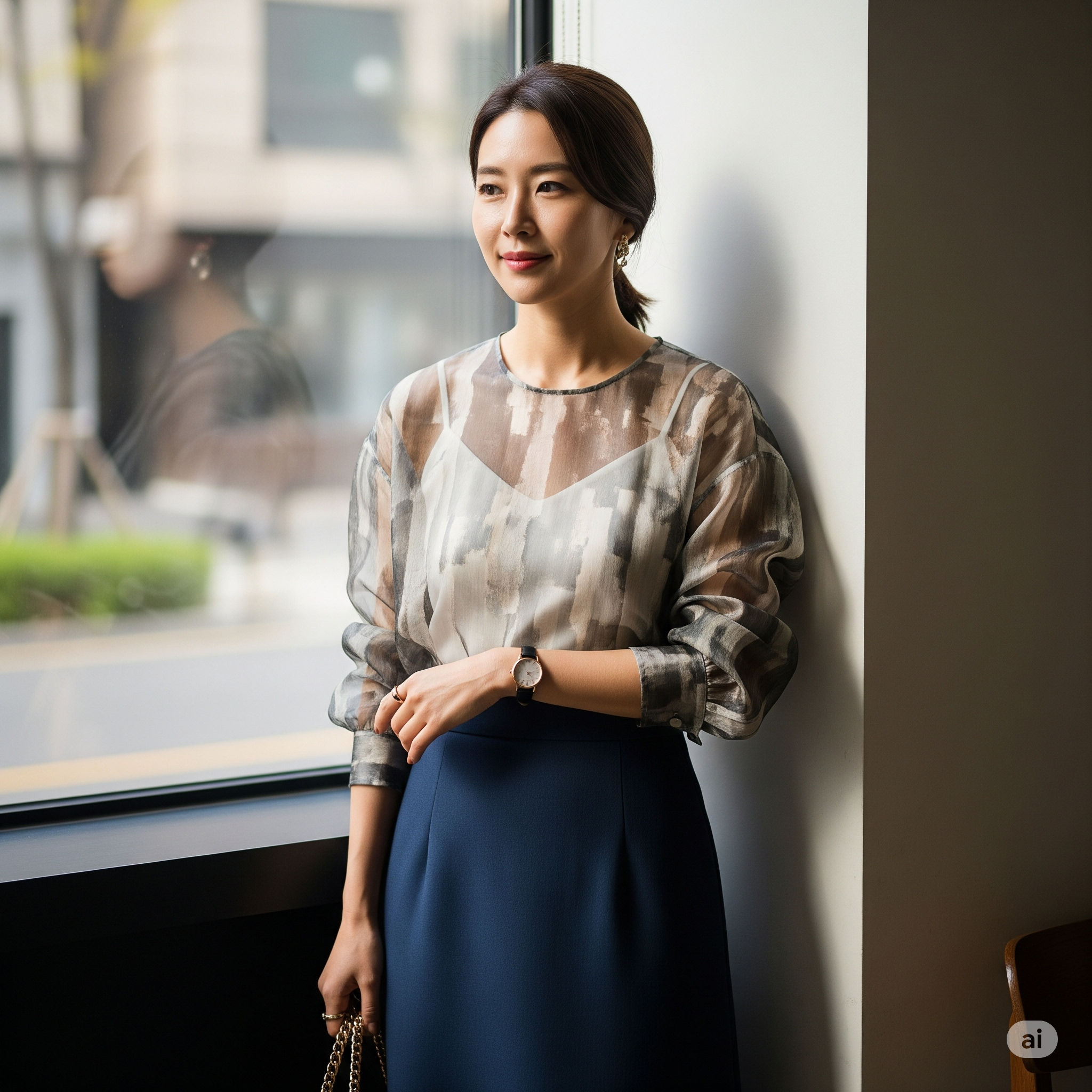 시스루 원피스 또는 블라우스로 포인트를 준 세련된 데일리룩