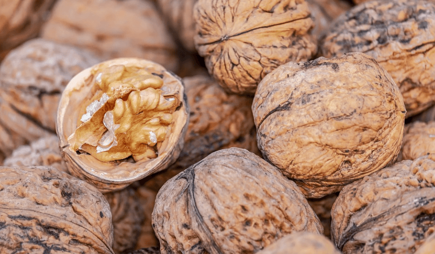 호두 효능 반으로 갈라져 있는 호두