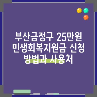 부산 민생지원금 신청방법 지급대상 지원금액 상세정보