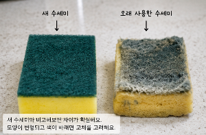 수세미 교체 시기, 냄새가 나서 결국 바꿔봤습니다