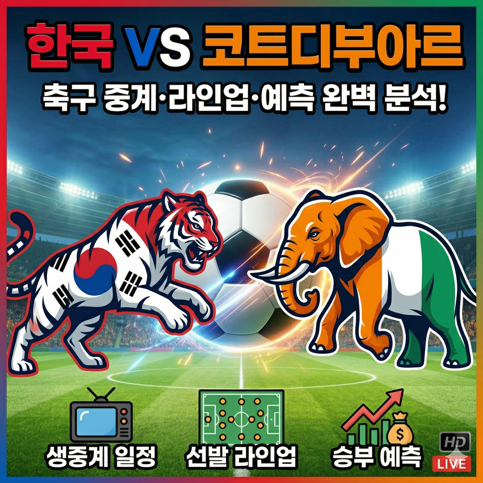 한국 코트디부아르 축구 중계 일정 및 선발 라인업 승부 예측 분석