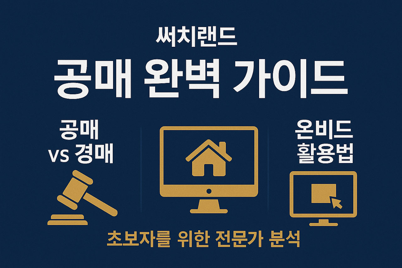 써치랜드 공매 완벽 가이드 - 공매와 경매 차이점부터 온비드 활용법까지 전문 분석 인포그래픽