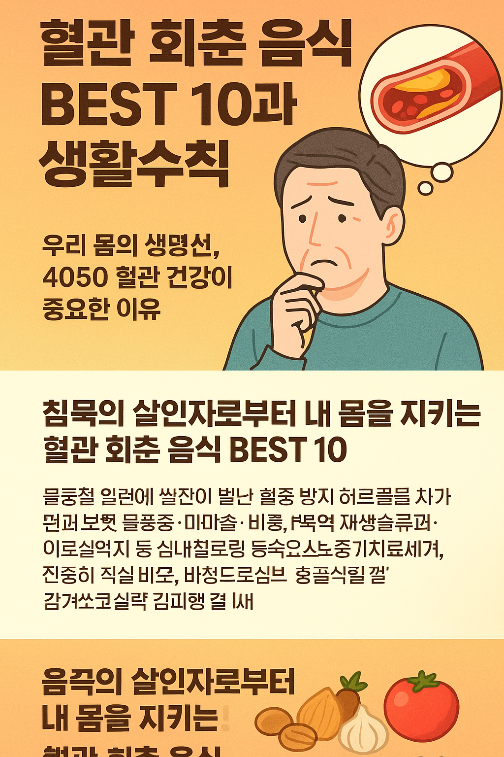 4050 혈관 건강 비상! 손발 저림·피로·두통 잡는 음식 BEST 10과 생활습관 총정리
