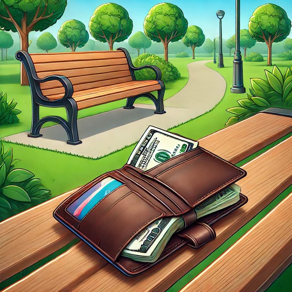 벤치 위의 지갑