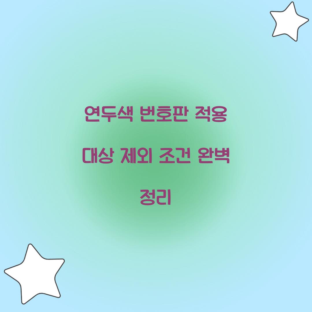 연두색 번호판 적용 대상 제외 조건
