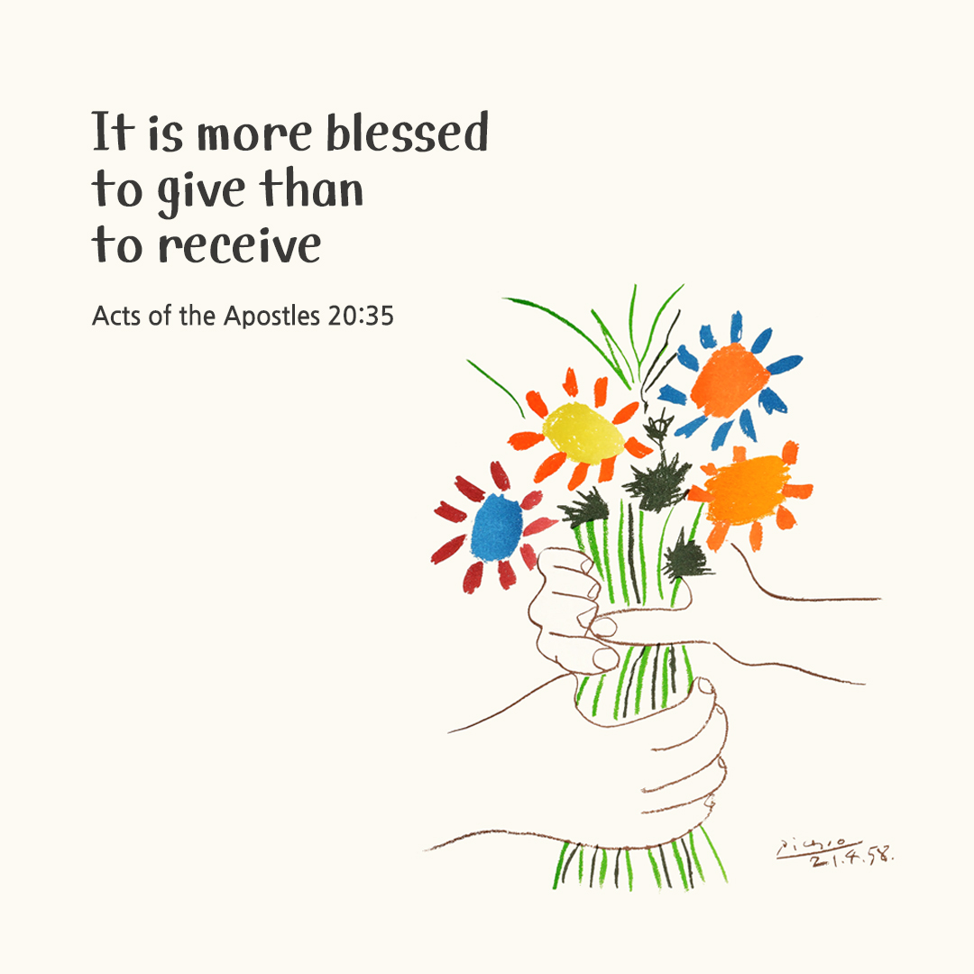 It is more blessed to give than to receive. (Acts of the Apostles 20:35) by pieonane Daily Bible quote image