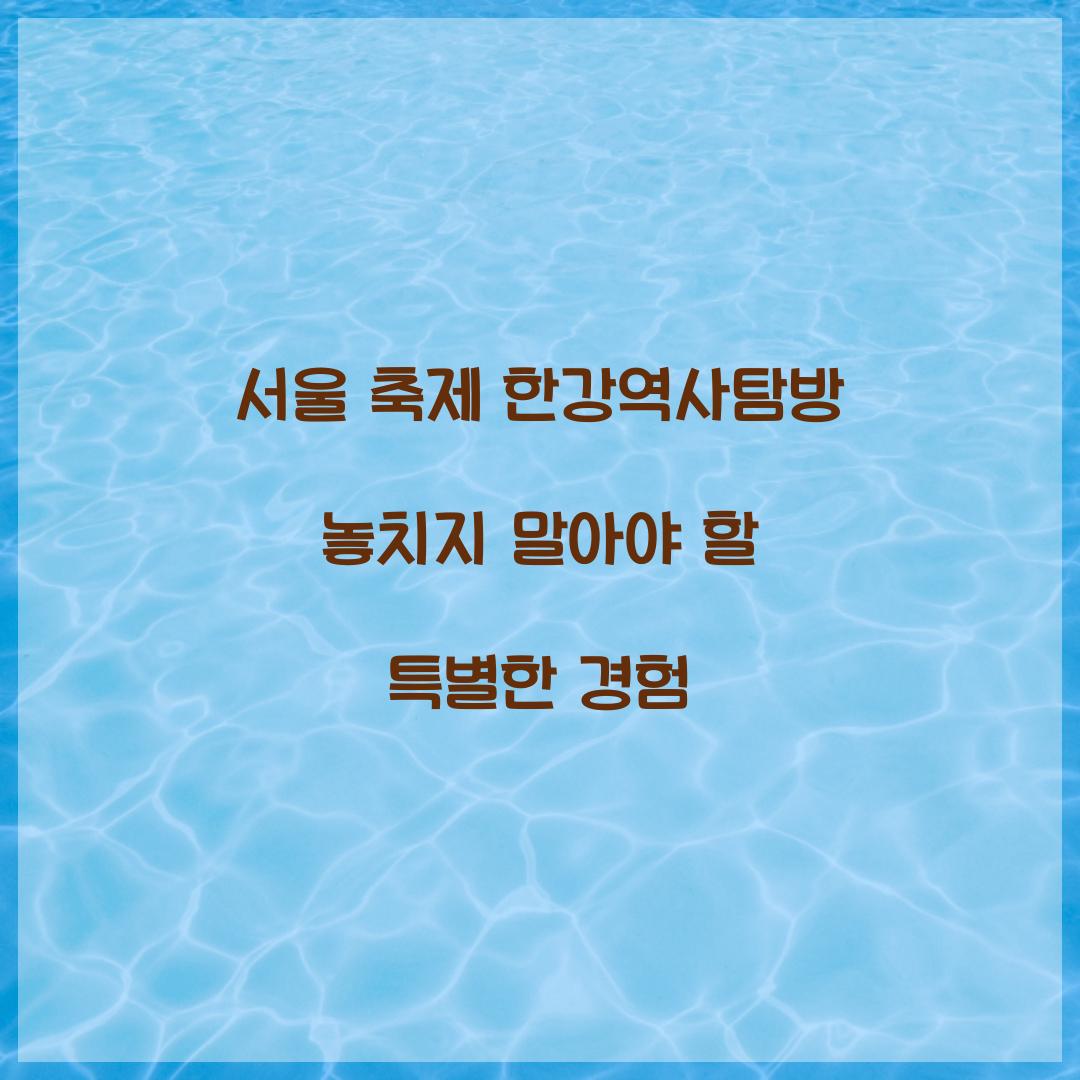 서울 축제 한강역사탐방