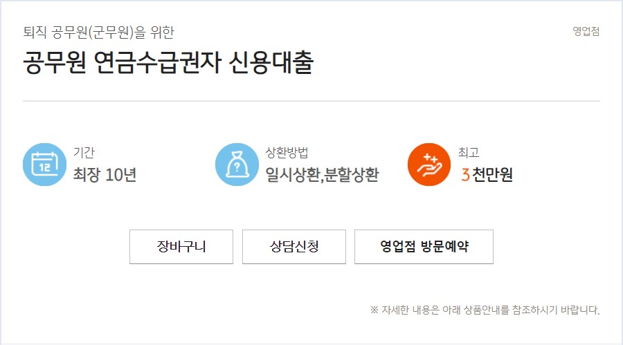 공무원 연금수급권자 신용대출