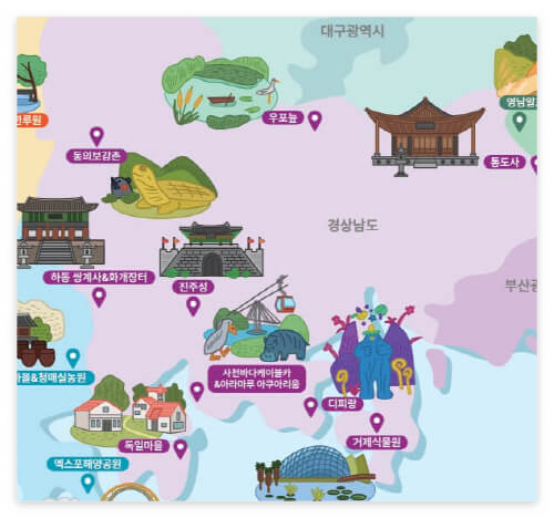 한국관광100선-경남9곳지도