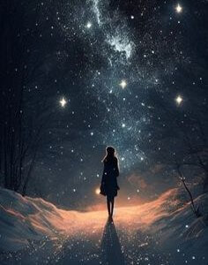 밤하늘에-선명한-별자리를-지켜보는-소녀