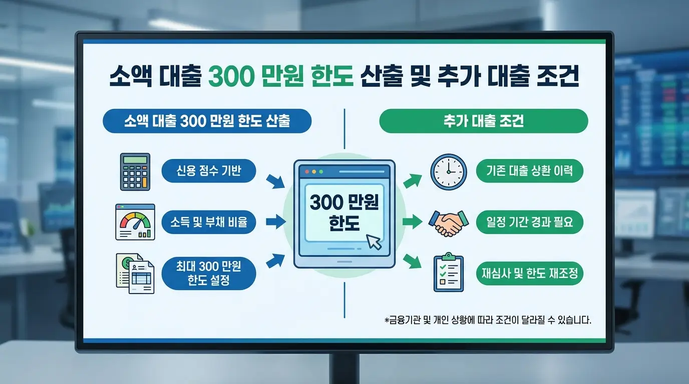 소액 대출 300 만원 한도 산출 및 추가 대출 조건