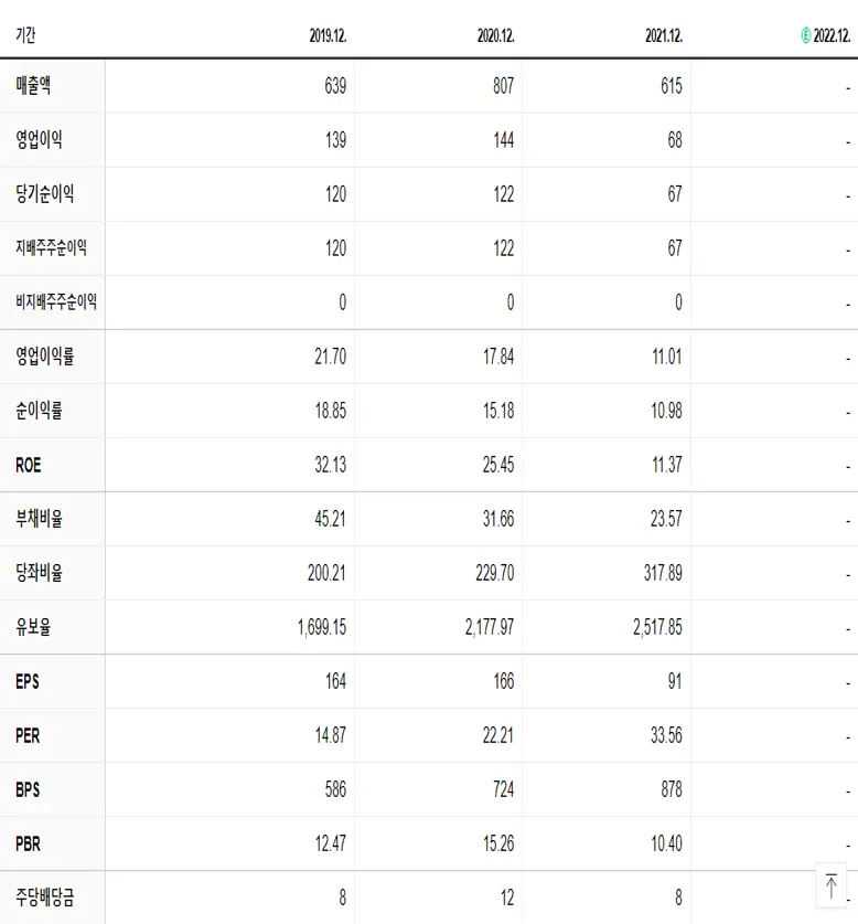 미스터블루 재무제표