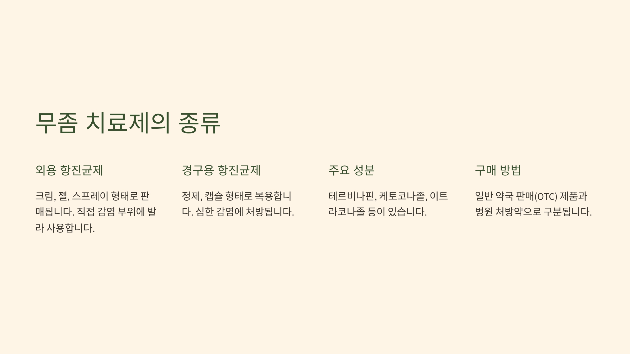 무좀 치료제의 종류