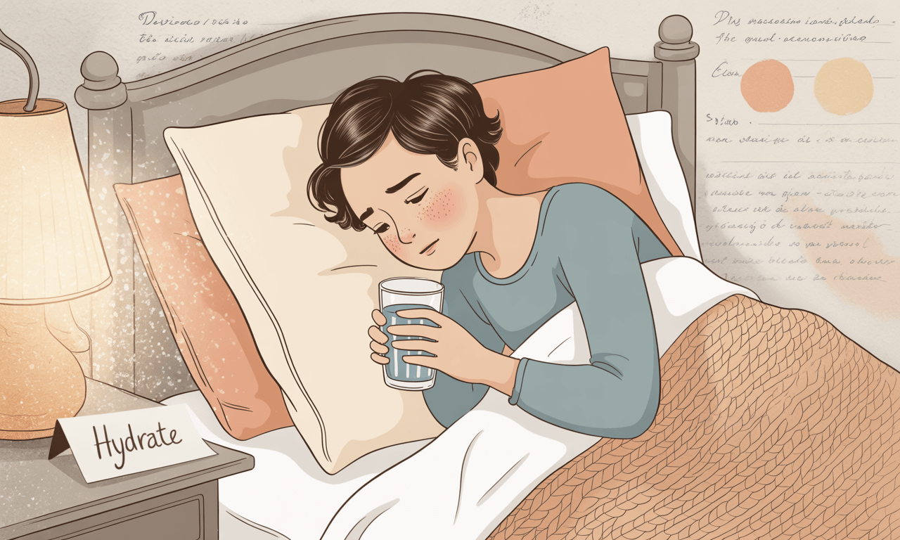 설사-멈추는-법-누워서-물을-마시려는-모습